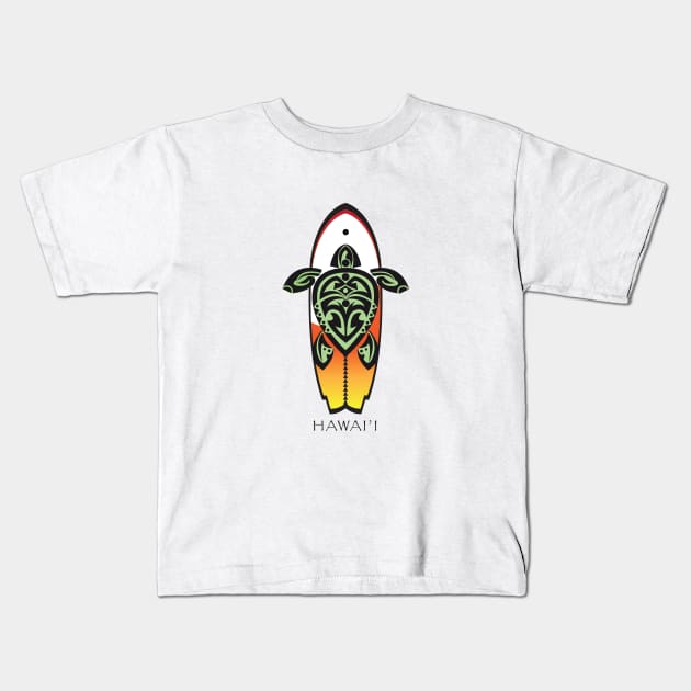 Tribal Turtle Tattoo Surfer Dude / Hawai'i Kids T-Shirt by srwdesign